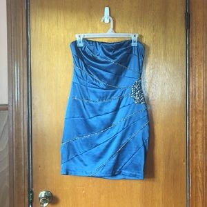 Strapless Navy & Silver Strapless Dress